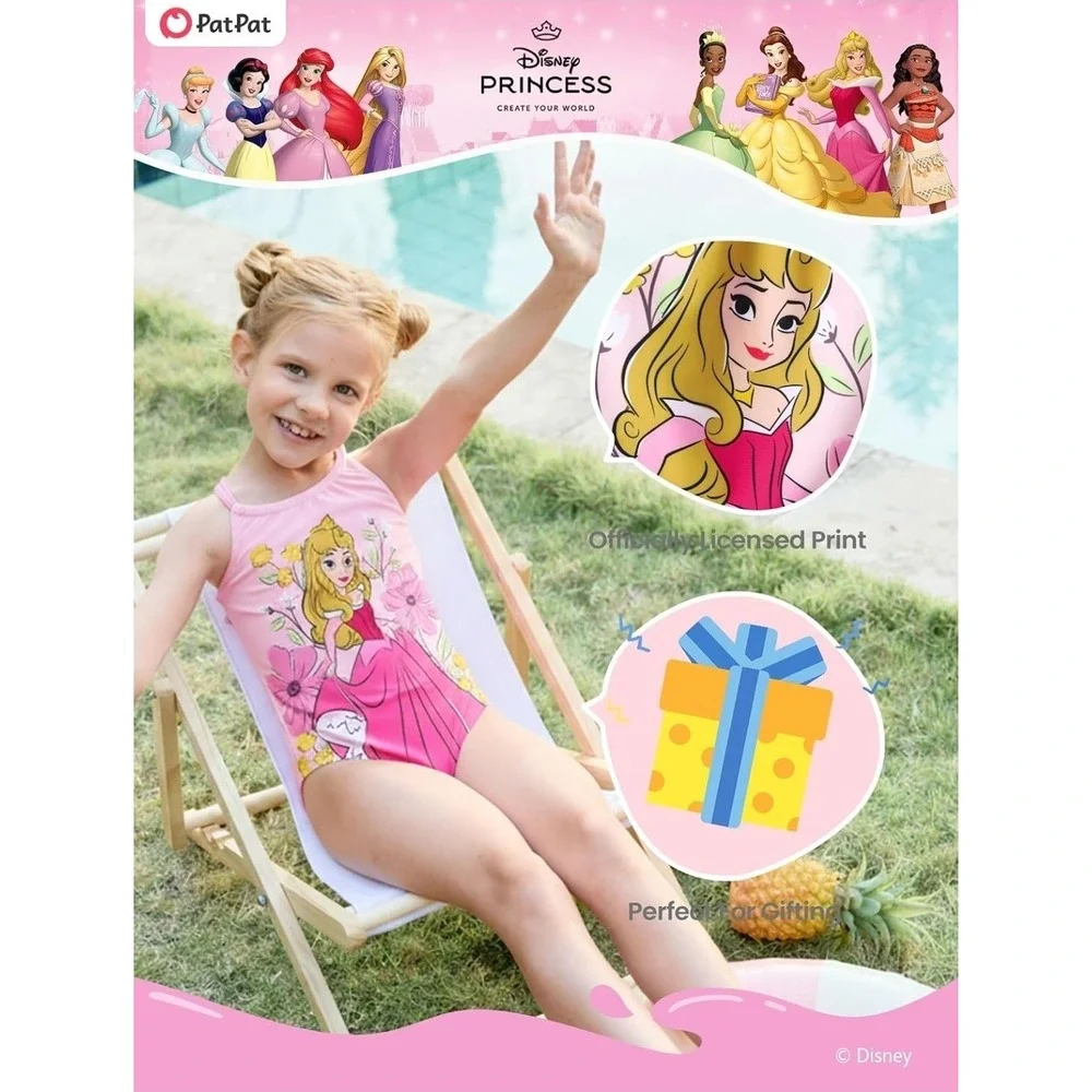 Disney Toddler Girls Pink 1 Pc Swimsuits Princess Cinderella NWT Size 4-5y
